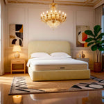 Belsogno 'Savona' Upholstered Platform Bed with Curved Edges Headboard and Optional Ottoman Storage
