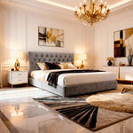 Belsogno 'Dolce Notte' Luxury Bed with Hand-Tufted Chesterfield Headboard and Optional Ottoman Storage