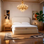 Belsogno 'Savona' Upholstered Platform Bed with Curved Edges Headboard and Optional Ottoman Storage
