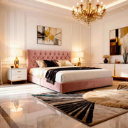 Belsogno 'Dolce Notte' Luxury Bed with Hand-Tufted Chesterfield Headboard and Optional Ottoman Storage