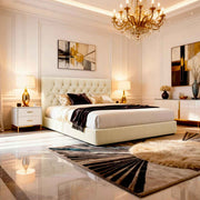 Belsogno 'Dolce Notte' Luxury Bed with Hand-Tufted Chesterfield Headboard and Optional Ottoman Storage
