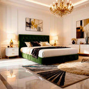 Belsogno 'Dolce Notte' Luxury Bed with Hand-Tufted Chesterfield Headboard and Optional Ottoman Storage