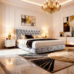 Belsogno 'Dolce Notte' Luxury Bed with Hand-Tufted Chesterfield Headboard and Optional Ottoman Storage